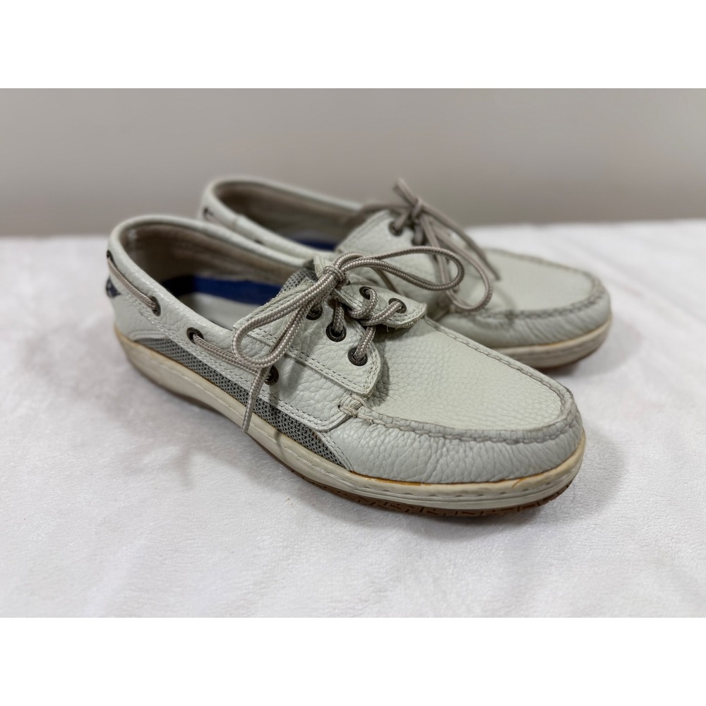 Sperry Top-Sider Women's 8M White Leather Boat Shoes Coastal Preppy Casual